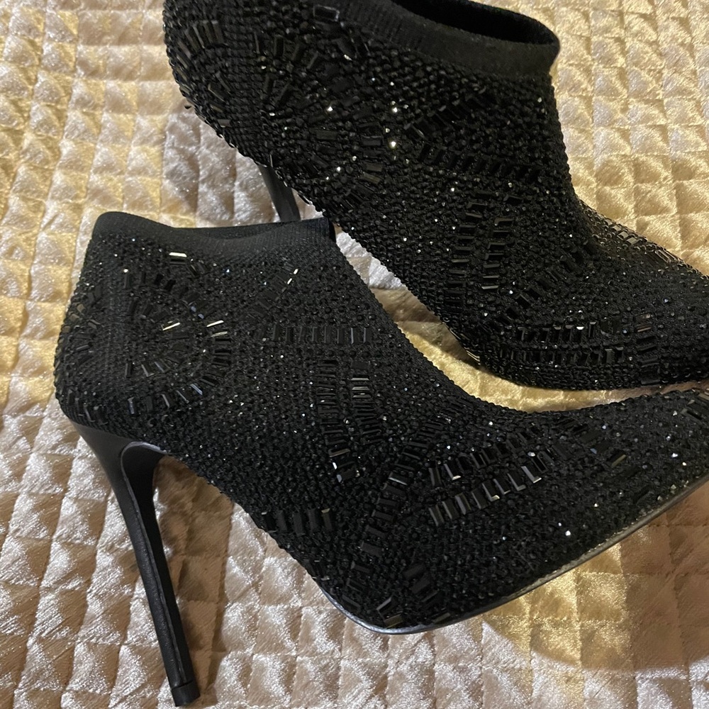 black sexy 7.5 crystal Bootie Elegant fits - Picture 4 of 7